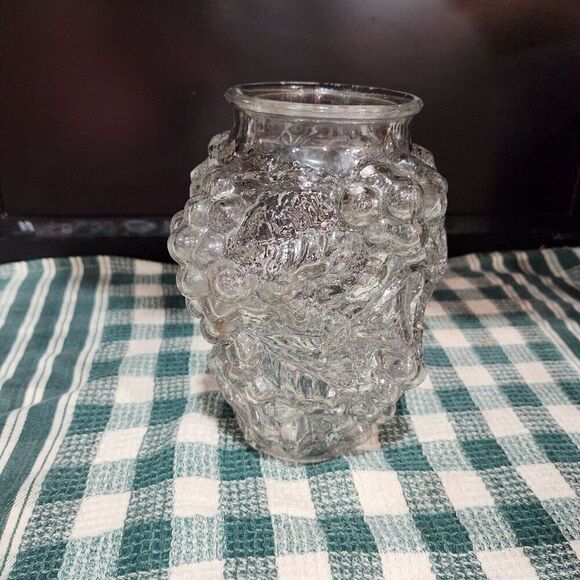 Antique Goofus Glass Raised Grapes Embossed Pressed Vase 7.5 Inch EAPG - Picture 1 of 8